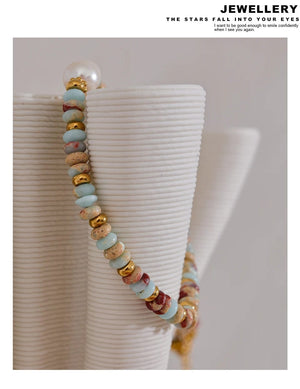 Planet Gates YH1895A Yhpup Trendy Natural Stone Freshwater Pearl Collar Chain Necklace Stainless Steel Handmade Stylish Beads Jewelry Bijoux Gift