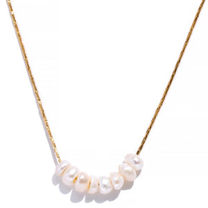 Planet Gates YH2102A Gold Yhpup Tarnish Free Natural Pearl Beads Chic Exquisite Necklace Thin Chain Stainless Steel Minimalist Charm Collar Jewelry Women