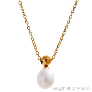 Planet Gates YH2138A Yhpup Tarnish Free Natural Pearl Beads Chic Exquisite Necklace Thin Chain Stainless Steel Minimalist Charm Collar Jewelry Women
