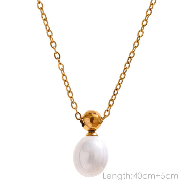 Planet Gates YH2138A Yhpup Tarnish Free Natural Pearl Beads Chic Exquisite Necklace Thin Chain Stainless Steel Minimalist Charm Collar Jewelry Women