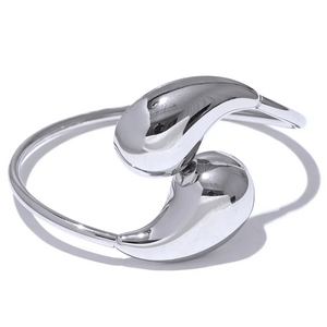 Planet Gates YH2866A Steel Yhpup 316l Stainless Steel Water Drop Hollow Adjustable Bracelet Bangle for Women 18K Gold PVD Plated Rust Proof Unusual Jewelry