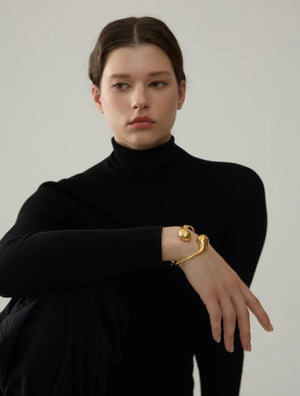 Planet Gates Yhpup 316l Stainless Steel Water Drop Hollow Adjustable Bracelet Bangle for Women 18K Gold PVD Plated Rust Proof Unusual Jewelry