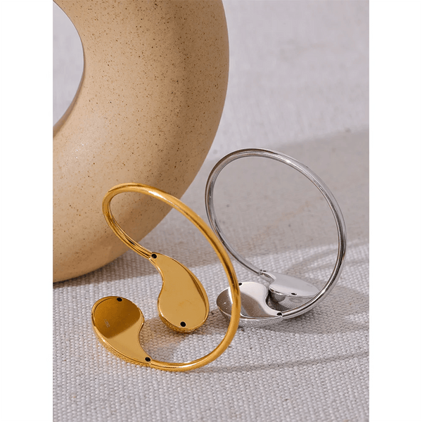 Planet Gates Yhpup 316l Stainless Steel Water Drop Hollow Adjustable Bracelet Bangle for Women 18K Gold PVD Plated Rust Proof Unusual Jewelry