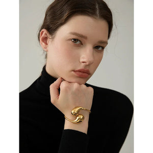 Planet Gates Yhpup 316l Stainless Steel Water Drop Hollow Adjustable Bracelet Bangle for Women 18K Gold PVD Plated Rust Proof Unusual Jewelry