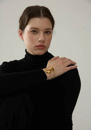 Planet Gates Yhpup 316l Stainless Steel Water Drop Hollow Adjustable Bracelet Bangle for Women 18K Gold PVD Plated Rust Proof Unusual Jewelry
