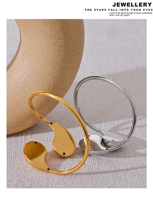 Planet Gates Yhpup 316l Stainless Steel Water Drop Hollow Adjustable Bracelet Bangle for Women 18K Gold PVD Plated Rust Proof Unusual Jewelry