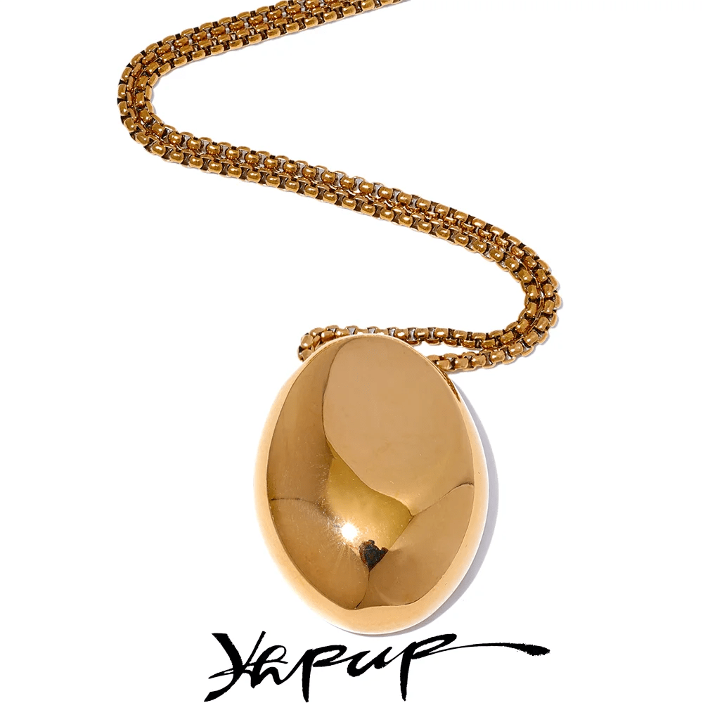 Planet Gates Yhpup 70cm Minimalist Long Unisex Sweater Chain Jewelry 316l Stainless Steel Oval Pendant Necklace for Men Women Waterproof