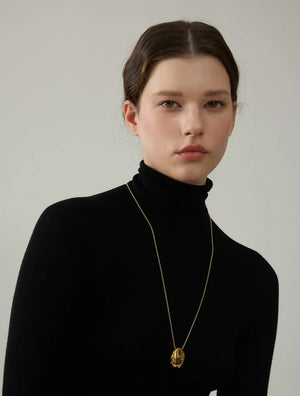 Planet Gates Yhpup 70cm Minimalist Long Unisex Sweater Chain Jewelry 316l Stainless Steel Oval Pendant Necklace for Men Women Waterproof