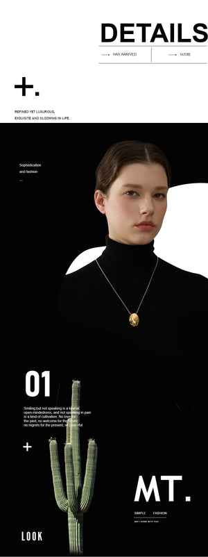 Planet Gates Yhpup 70cm Minimalist Long Unisex Sweater Chain Jewelry 316l Stainless Steel Oval Pendant Necklace for Men Women Waterproof