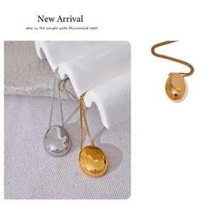 Planet Gates Yhpup 70cm Minimalist Long Unisex Sweater Chain Jewelry 316l Stainless Steel Oval Pendant Necklace for Men Women Waterproof