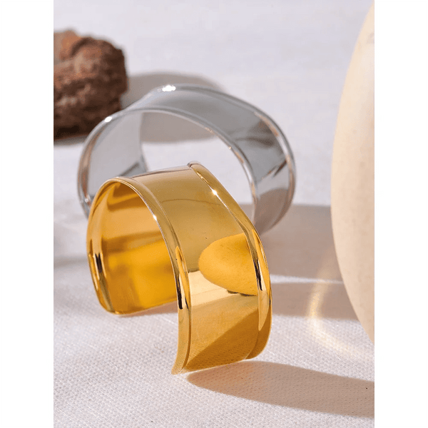 Planet Gates Yhpup High Quality Stainless Steel Metal Wide Cuff Open Bracelet Bangle Waterproof Texture Personalized Unisex Jewelry Bijoux