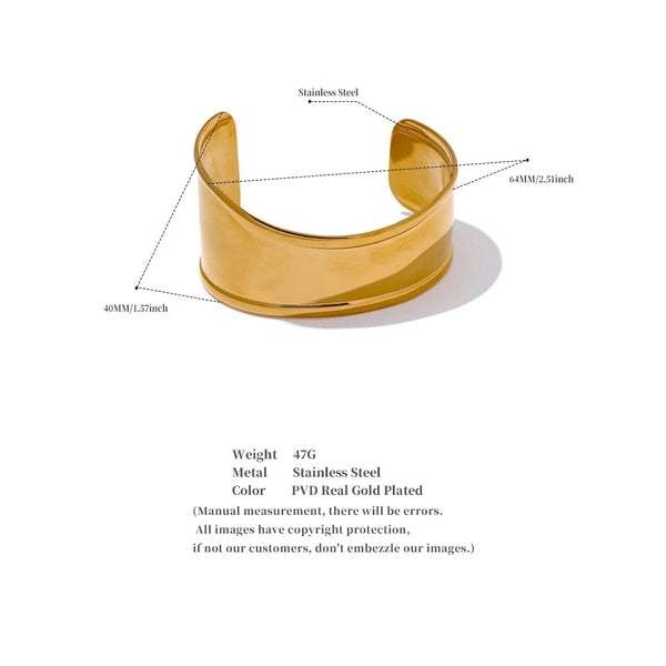 Planet Gates Yhpup High Quality Stainless Steel Metal Wide Cuff Open Bracelet Bangle Waterproof Texture Personalized Unisex Jewelry Bijoux