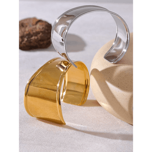 Planet Gates Yhpup High Quality Stainless Steel Metal Wide Cuff Open Bracelet Bangle Waterproof Texture Personalized Unisex Jewelry Bijoux