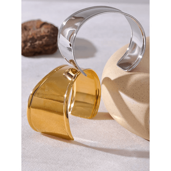 Planet Gates Yhpup High Quality Stainless Steel Metal Wide Cuff Open Bracelet Bangle Waterproof Texture Personalized Unisex Jewelry Bijoux