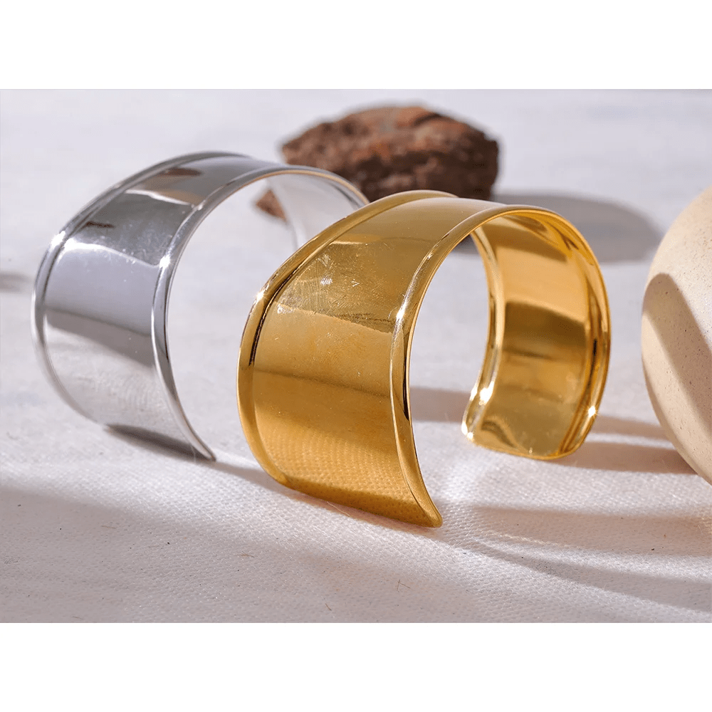 Planet Gates Yhpup High Quality Stainless Steel Metal Wide Cuff Open Bracelet Bangle Waterproof Texture Personalized Unisex Jewelry Bijoux