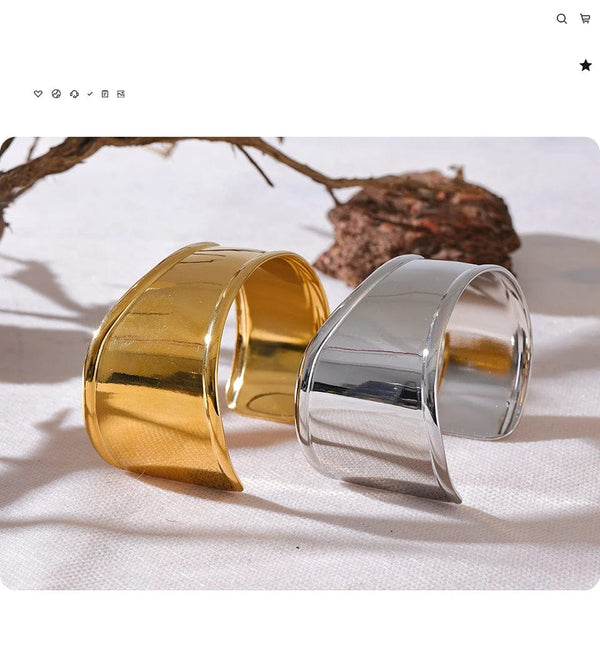 Planet Gates Yhpup High Quality Stainless Steel Metal Wide Cuff Open Bracelet Bangle Waterproof Texture Personalized Unisex Jewelry Bijoux