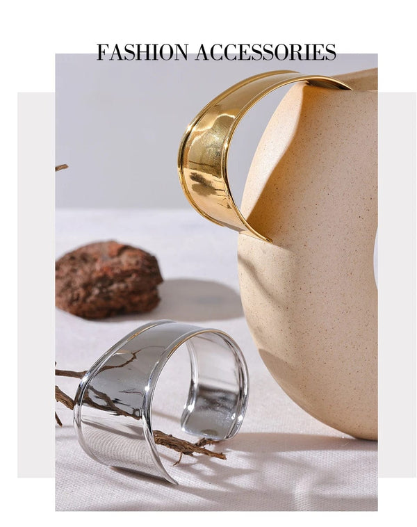 Planet Gates Yhpup High Quality Stainless Steel Metal Wide Cuff Open Bracelet Bangle Waterproof Texture Personalized Unisex Jewelry Bijoux