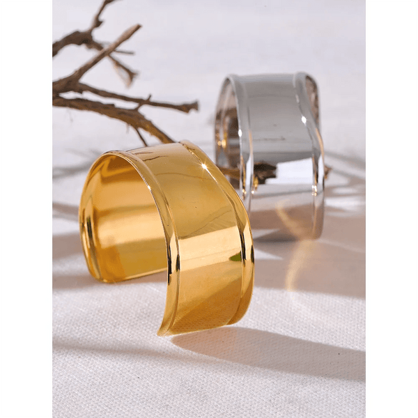 Planet Gates Yhpup High Quality Stainless Steel Metal Wide Cuff Open Bracelet Bangle Waterproof Texture Personalized Unisex Jewelry Bijoux