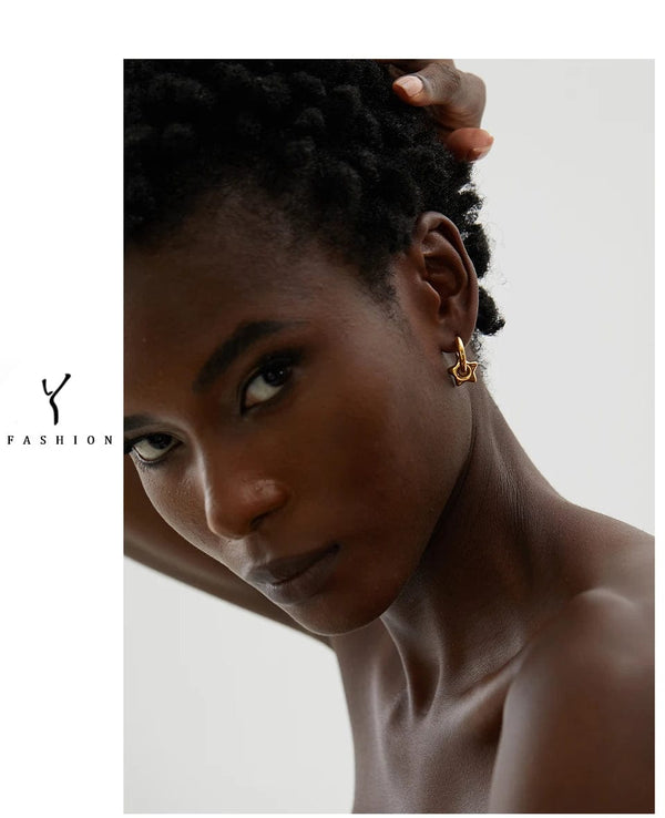 Planet Gates Yhpup Star Moon Heart Pendant Drop Hoop Huggie Earrings 18k Gold Plated Trendy Waterproof Stainless Steel Fashion Charm Jewelry