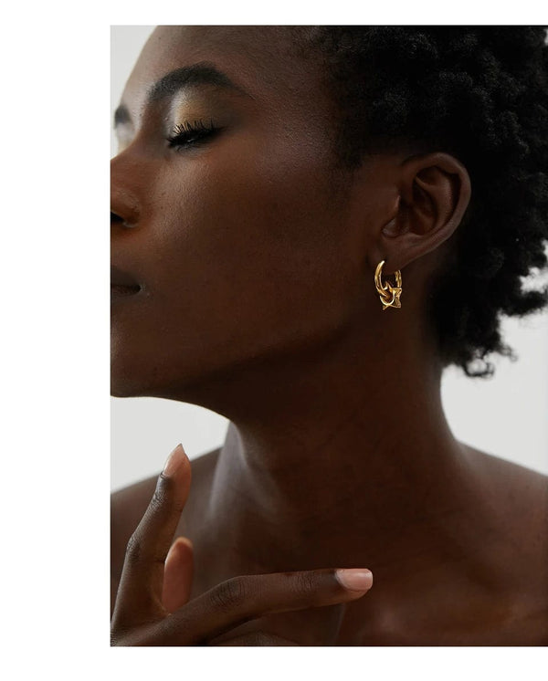 Planet Gates Yhpup Star Moon Heart Pendant Drop Hoop Huggie Earrings 18k Gold Plated Trendy Waterproof Stainless Steel Fashion Charm Jewelry