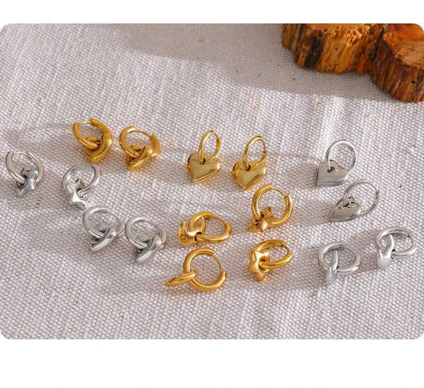 Planet Gates Yhpup Star Moon Heart Pendant Drop Hoop Huggie Earrings 18k Gold Plated Trendy Waterproof Stainless Steel Fashion Charm Jewelry