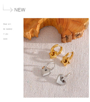 Planet Gates Yhpup Star Moon Heart Pendant Drop Hoop Huggie Earrings 18k Gold Plated Trendy Waterproof Stainless Steel Fashion Charm Jewelry