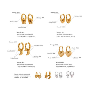 Planet Gates Yhpup Star Moon Heart Pendant Drop Hoop Huggie Earrings 18k Gold Plated Trendy Waterproof Stainless Steel Fashion Charm Jewelry