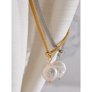 Planet Gates Yhpup Tarnish Free Natural Pearl Beads Chic Exquisite Necklace Thin Chain Stainless Steel Minimalist Charm Collar Jewelry Women