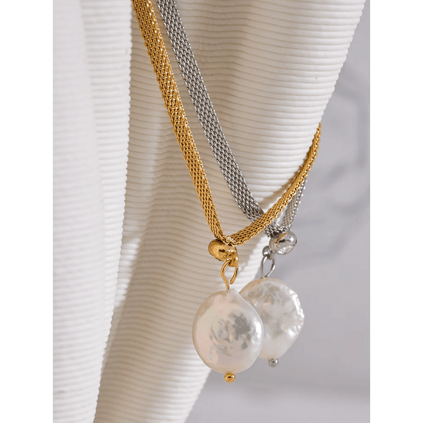 Planet Gates Yhpup Tarnish Free Natural Pearl Beads Chic Exquisite Necklace Thin Chain Stainless Steel Minimalist Charm Collar Jewelry Women