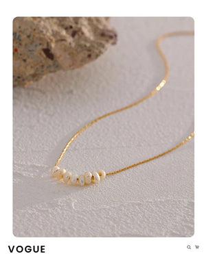 Planet Gates Yhpup Tarnish Free Natural Pearl Beads Chic Exquisite Necklace Thin Chain Stainless Steel Minimalist Charm Collar Jewelry Women