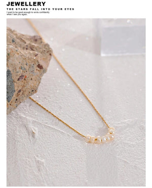 Planet Gates Yhpup Tarnish Free Natural Pearl Beads Chic Exquisite Necklace Thin Chain Stainless Steel Minimalist Charm Collar Jewelry Women