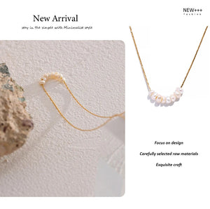 Planet Gates Yhpup Tarnish Free Natural Pearl Beads Chic Exquisite Necklace Thin Chain Stainless Steel Minimalist Charm Collar Jewelry Women