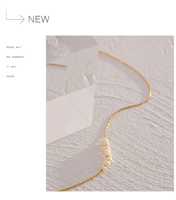 Planet Gates Yhpup Tarnish Free Natural Pearl Beads Chic Exquisite Necklace Thin Chain Stainless Steel Minimalist Charm Collar Jewelry Women