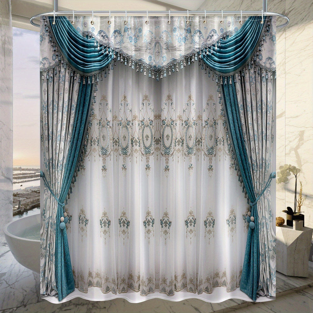 Planet Gates YL8308 / 1pc 1pc Window Drapery Printed Shower Curtain, Waterproof Shower Curtain Including Hooks, Decorative Bathtub Curtain, Bathroom Partition, Bathroom Accessories, Bathroom Decor