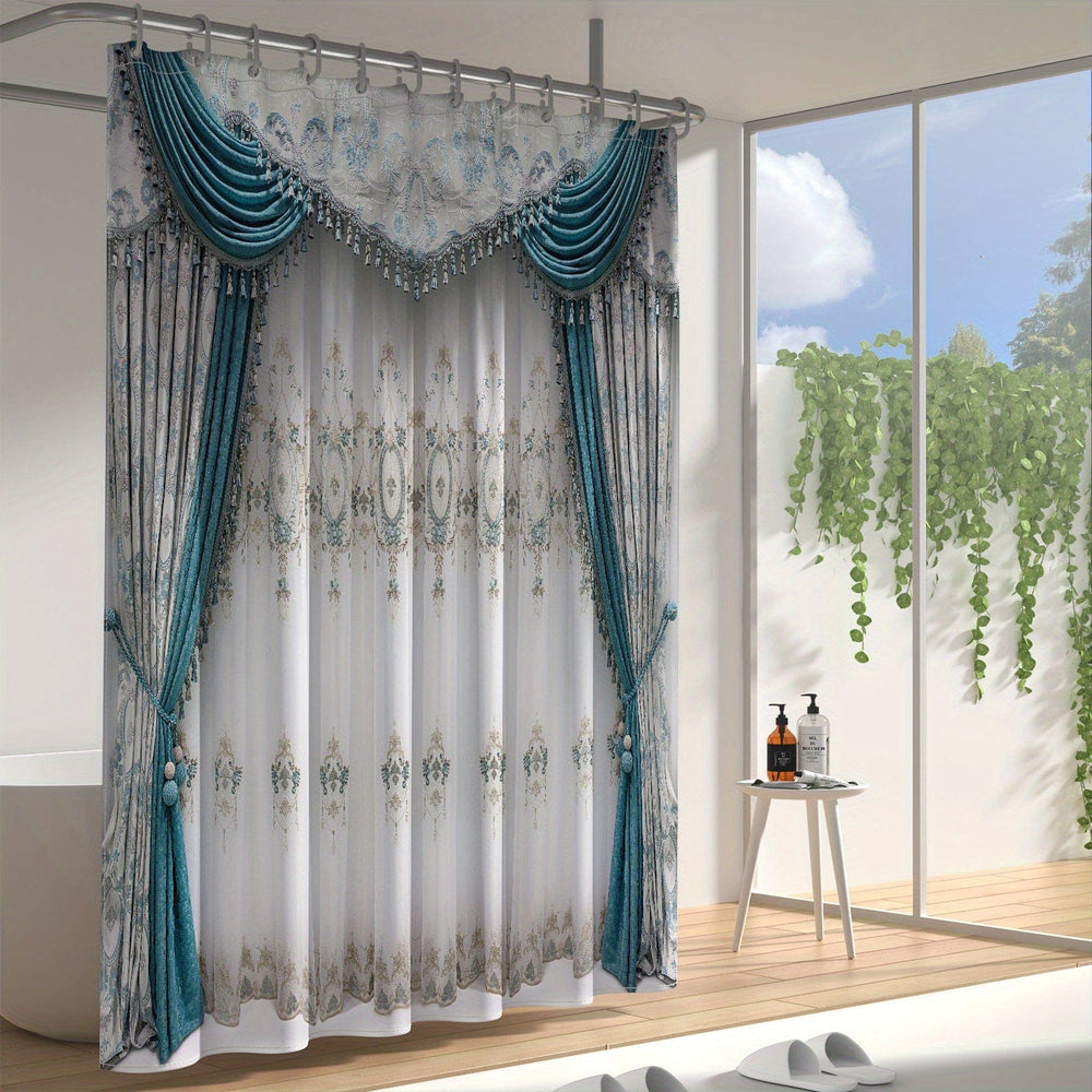 Planet Gates YL8308 / 1pc 1pc Window Drapery Printed Shower Curtain, Waterproof Shower Curtain Including Hooks, Decorative Bathtub Curtain, Bathroom Partition, Bathroom Accessories, Bathroom Decor