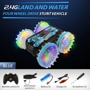 Planet Gates YL92 B With Watch New LED Amphibious RC car Dual remote control waterproof stunt car double side flip drift drive 360 ° rotation rc cars Kids toy