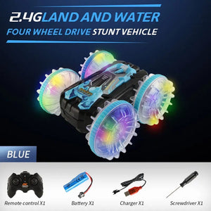 Planet Gates YL92 B Without Watch New LED Amphibious RC car Dual remote control waterproof stunt car double side flip drift drive 360 ° rotation rc cars Kids toy