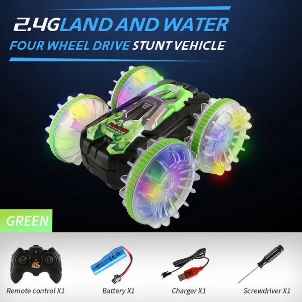 Planet Gates YL92 G Without Watch New LED Amphibious RC car Dual remote control waterproof stunt car double side flip drift drive 360 ° rotation rc cars Kids toy