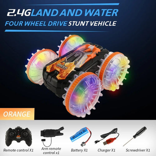 Planet Gates YL92 O With Watch New LED Amphibious RC car Dual remote control waterproof stunt car double side flip drift drive 360 ° rotation rc cars Kids toy