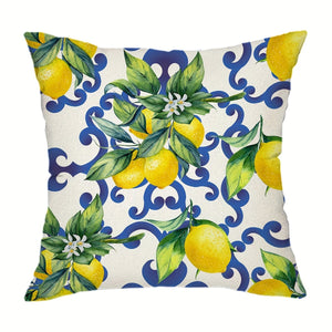Planet Gates YL94 / 44.96*44.96cm 1pc, Lemon Throw Pillow Cushion Cover,Lemon Fruits With Flowers And Leaves Pattern Decorative Home Decor Sofa Couch Desk Chair Bedroom,Without Pillow Insert