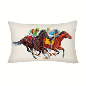 Planet Gates YL96 / 29.97*50.04cm 1pc, Kentucky Derby Throw Pillow Cover, Run For The Roses Jockey Horse Racing Themed Party Decoration For Couch Sofa,Without Pillow Insert