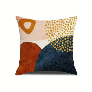 Planet Gates YM-67 4pcs Modern Geometric Abstract Cover Encryption Linen Medieval Minimalism Art Aesthetics Navy Burn Orange Throw Pillow Cover Sofa Sofa Bedroom Party Accessories One Sided Printing, Without Pillow Insert