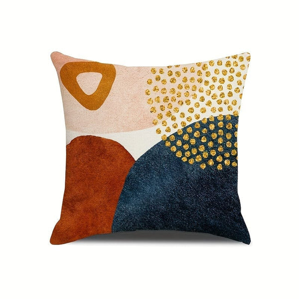 Planet Gates YM-67 4pcs Modern Geometric Abstract Cover Encryption Linen Medieval Minimalism Art Aesthetics Navy Burn Orange Throw Pillow Cover Sofa Sofa Bedroom Party Accessories One Sided Printing, Without Pillow Insert