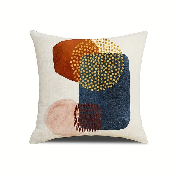 Planet Gates YM-67 4pcs Modern Geometric Abstract Cover Encryption Linen Medieval Minimalism Art Aesthetics Navy Burn Orange Throw Pillow Cover Sofa Sofa Bedroom Party Accessories One Sided Printing, Without Pillow Insert