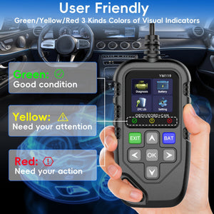 Planet Gates YM119 Car Code Reader, OBD2 Car Code Scanner Voltage Tester Engine Fault Code Scanner, EOBD+CAN Charging Tester Diagnostic Tool For OBDII Protocol Cars