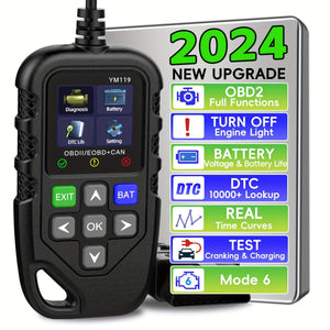 Planet Gates YM119 Car Code Reader, OBD2 Car Code Scanner Voltage Tester Engine Fault Code Scanner, EOBD+CAN Charging Tester Diagnostic Tool For OBDII Protocol Cars