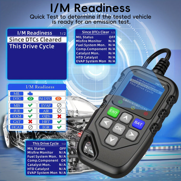 Planet Gates YM119 Car Code Reader, OBD2 Car Code Scanner Voltage Tester Engine Fault Code Scanner, EOBD+CAN Charging Tester Diagnostic Tool For OBDII Protocol Cars