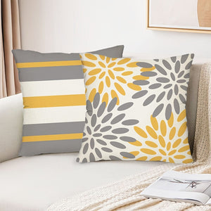 Planet Gates YM156 4PCS Boho Throw Pillow Covers, Yellow And Gray Pillowcases, Geometric Patterns Decorative Cushion Covers, Home Decor For Sofa Bedroom Office Car Farmhouse, 44.96*44.96cm, Without Pillow Cores