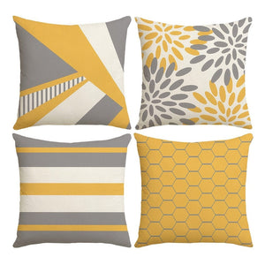 Planet Gates YM156 4PCS Boho Throw Pillow Covers, Yellow And Gray Pillowcases, Geometric Patterns Decorative Cushion Covers, Home Decor For Sofa Bedroom Office Car Farmhouse, 44.96*44.96cm, Without Pillow Cores