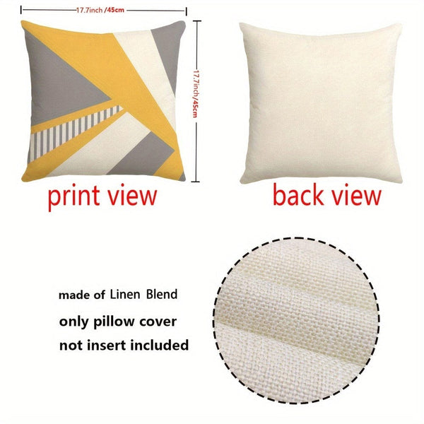 Planet Gates YM156 4PCS Boho Throw Pillow Covers, Yellow And Gray Pillowcases, Geometric Patterns Decorative Cushion Covers, Home Decor For Sofa Bedroom Office Car Farmhouse, 44.96*44.96cm, Without Pillow Cores